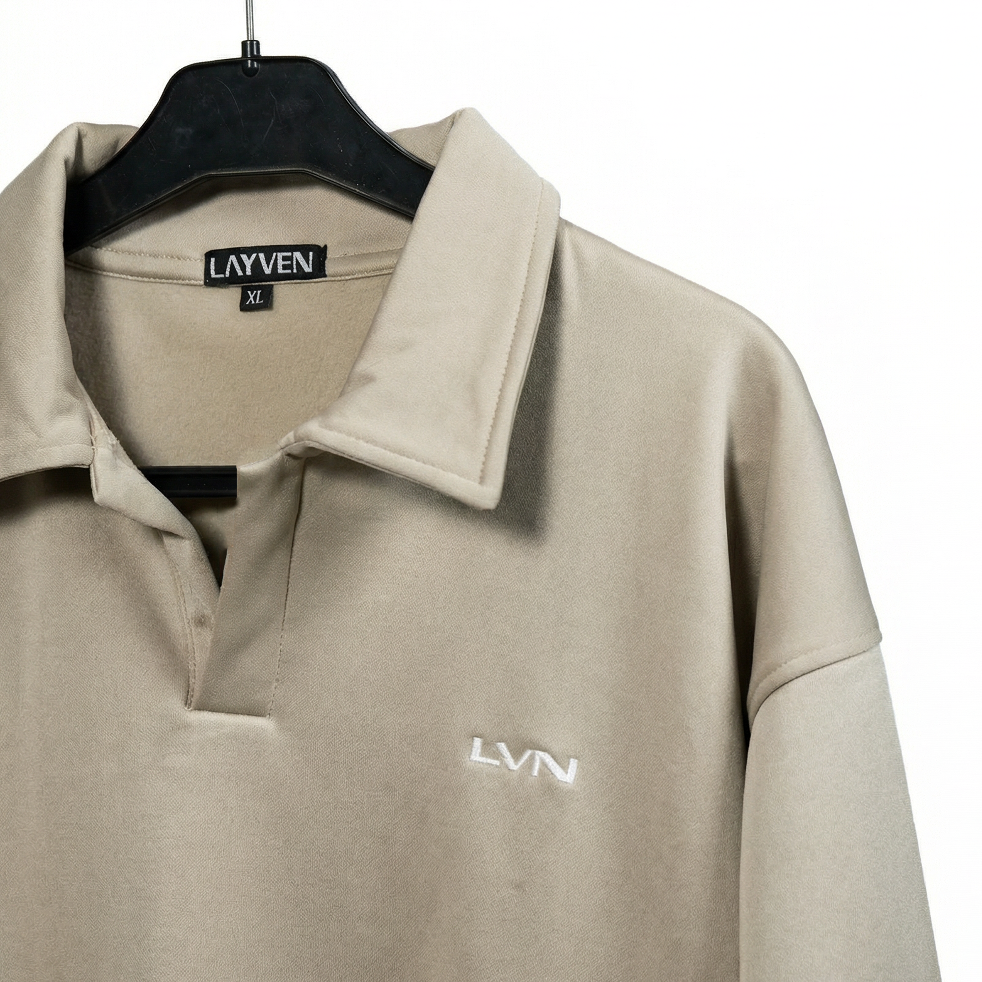 Oversized Sweatshirt Polo Beige