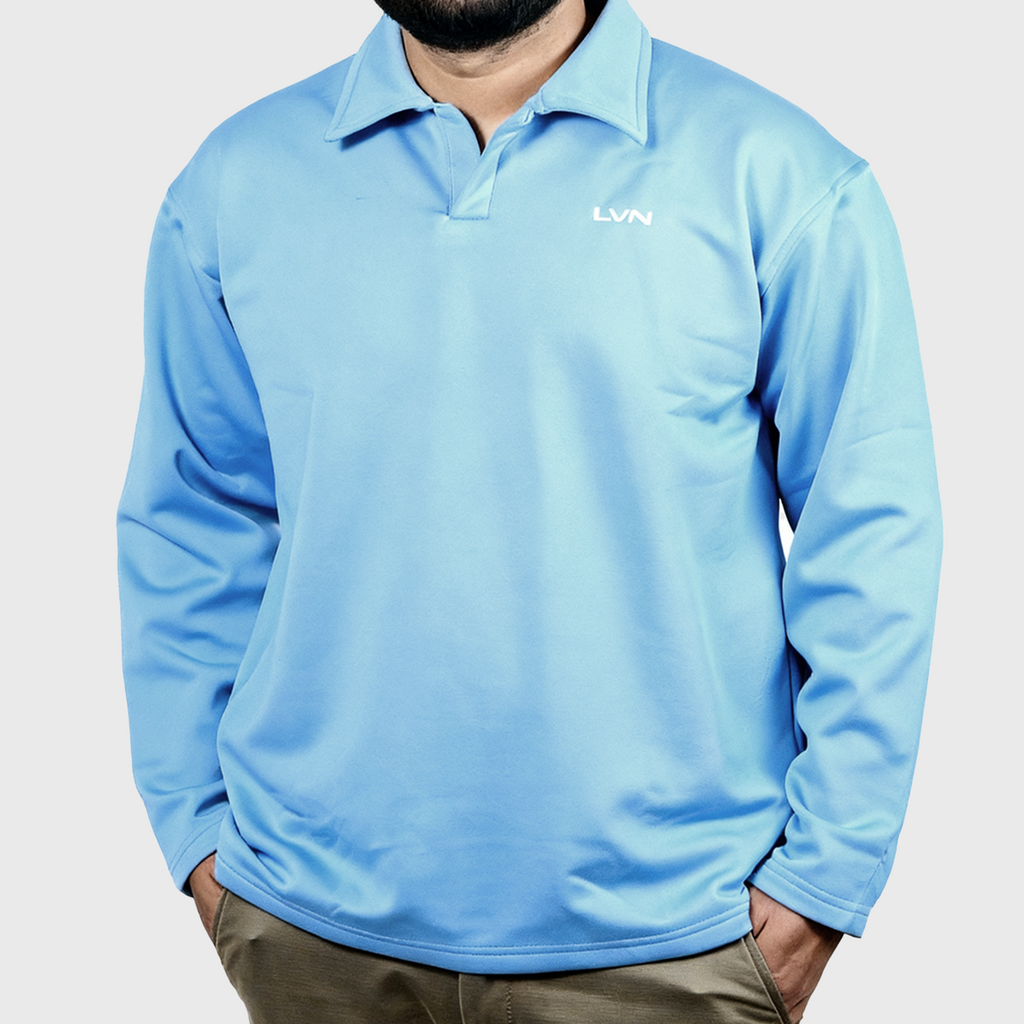 Oversized Sweatshirt Polo Light Blue